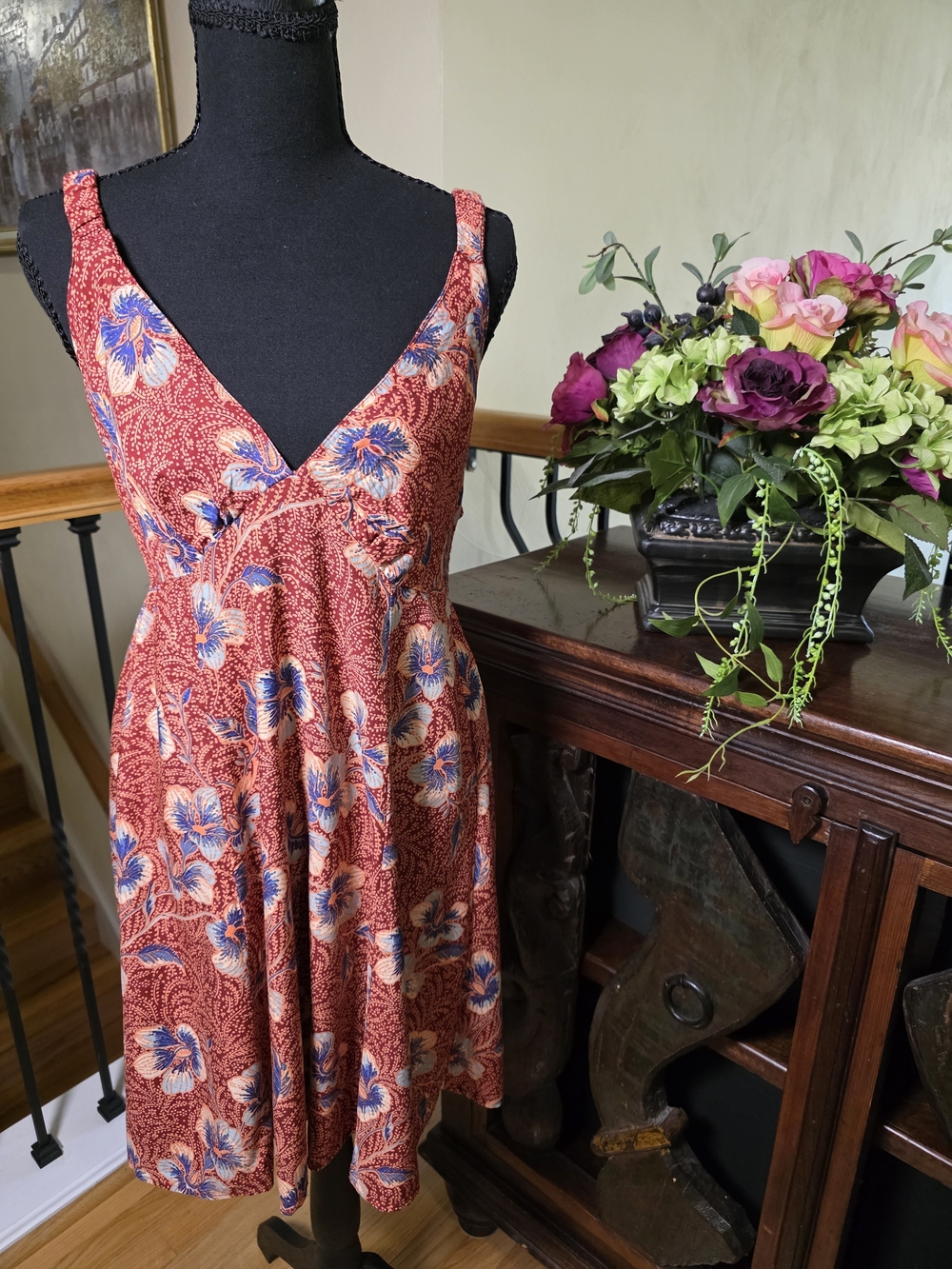 Angie Junior rayon V-neck sundress with adjustable Straps Size L‎